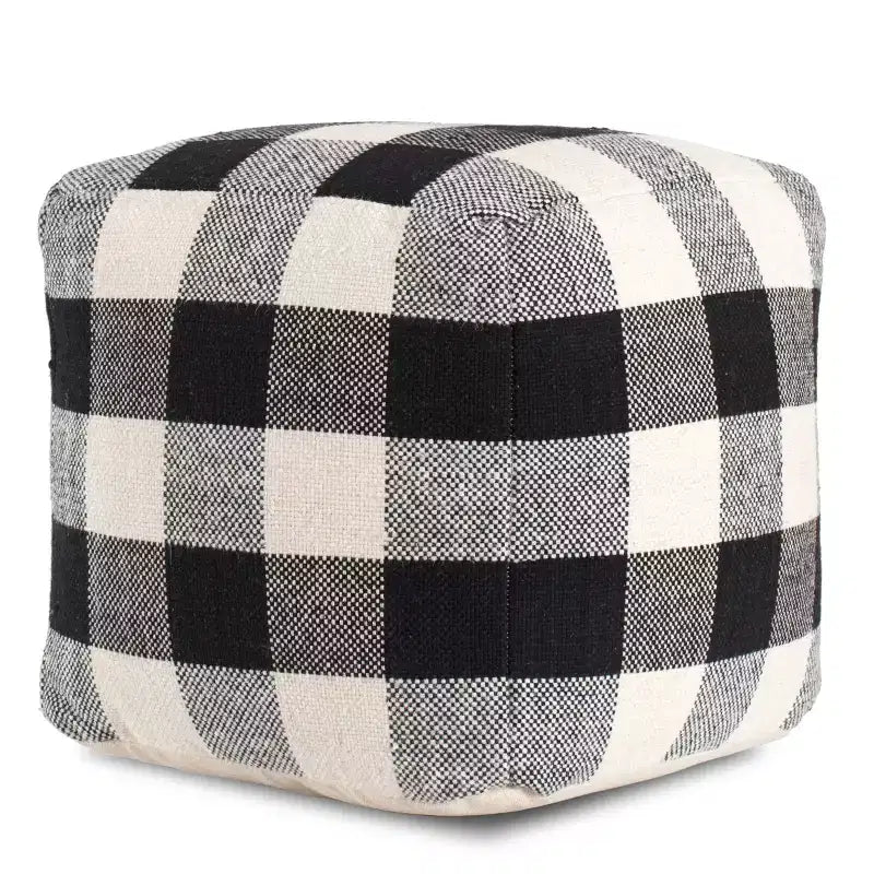 Pouf Dama Cinese Bianco/Nero: Fatto a mano, Commercio Equo e Solidario, Ottomana Moderno di Metà Secolo