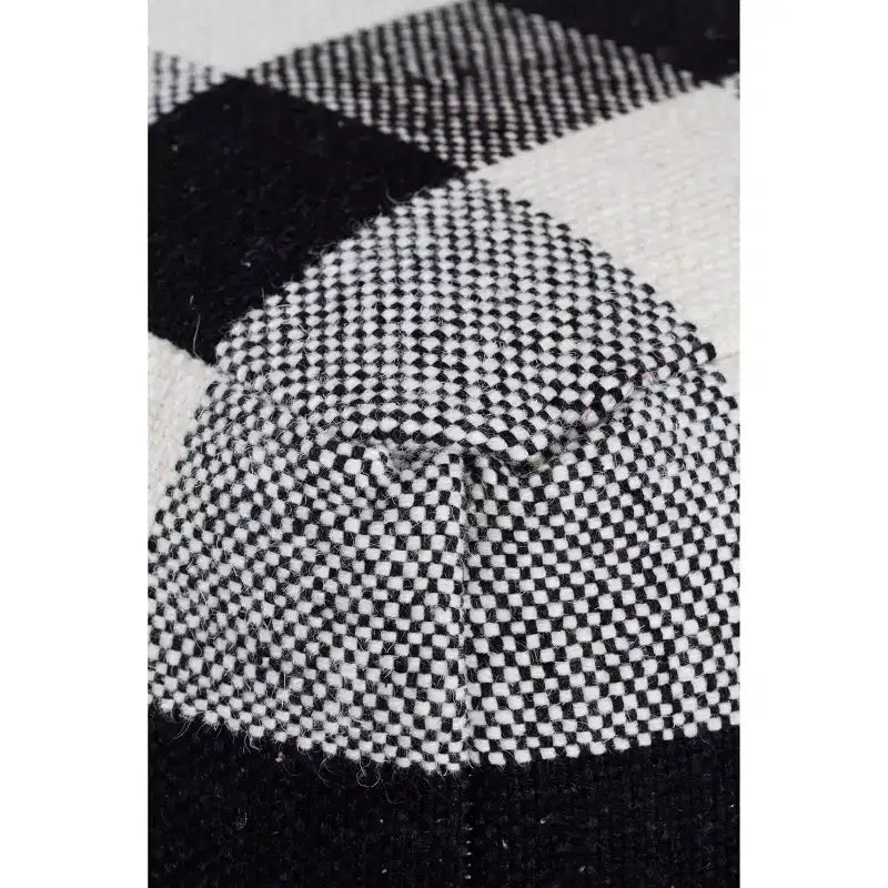 Pouf Dama Cinese Bianco/Nero: Fatto a mano, Commercio Equo e Solidario, Ottomana Moderno di Metà Secolo