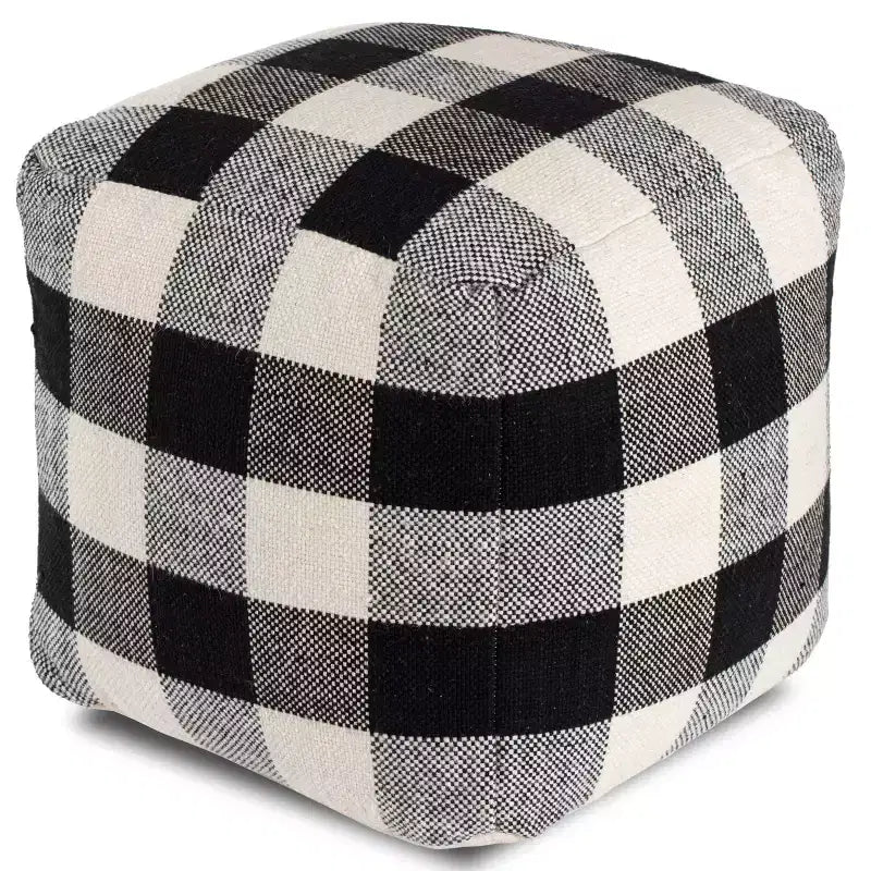 Pouf Dama Cinese Bianco/Nero: Fatto a mano, Commercio Equo e Solidario, Ottomana Moderno di Metà Secolo
