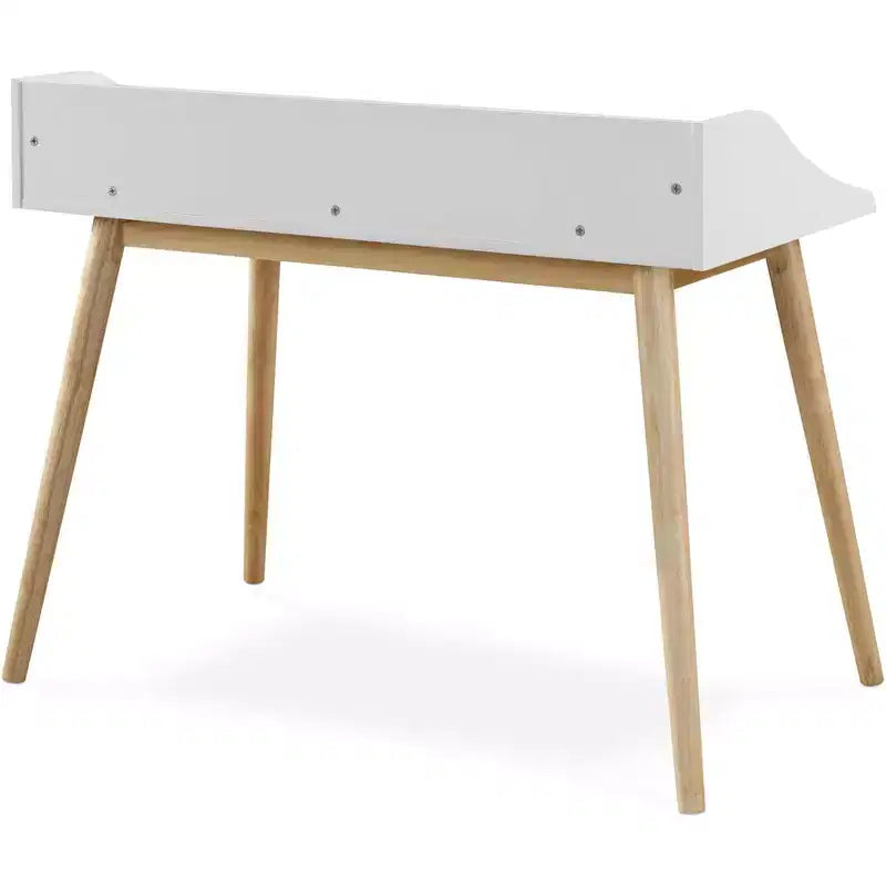 Scrittoio Alton bianco: design moderno di metà secolo, vani a giorno, gambe in legno di hevea