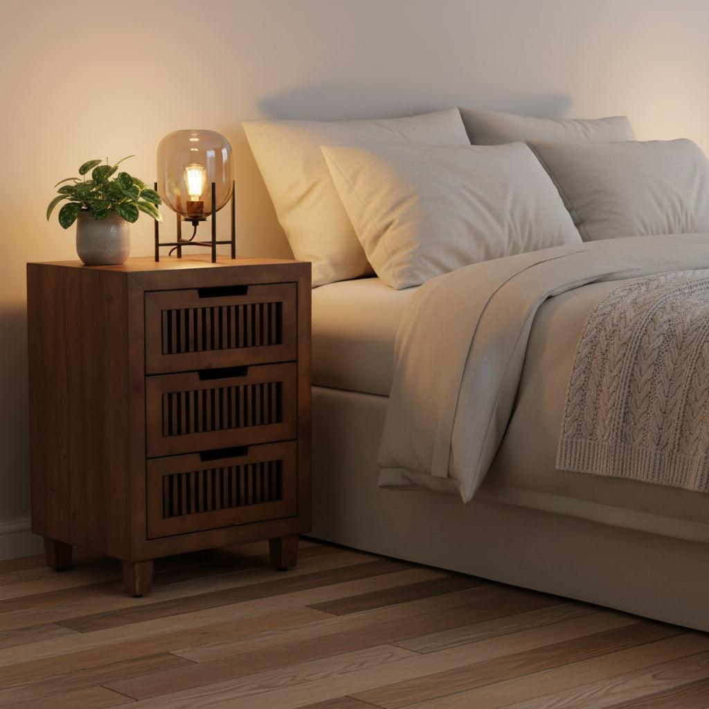 Sawyer 3 Drawer Cabinet Brown - Adore Decor: Bohemian Style, Wood Veneer, Living Room Furniture