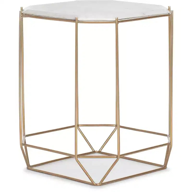 Tavolino d'appoggio Colton con piano in marmo massiccio e base in metallo Bianco/Oro: Stile Glamour di Lusso, Struttura in Ferro, Forma Quadrata