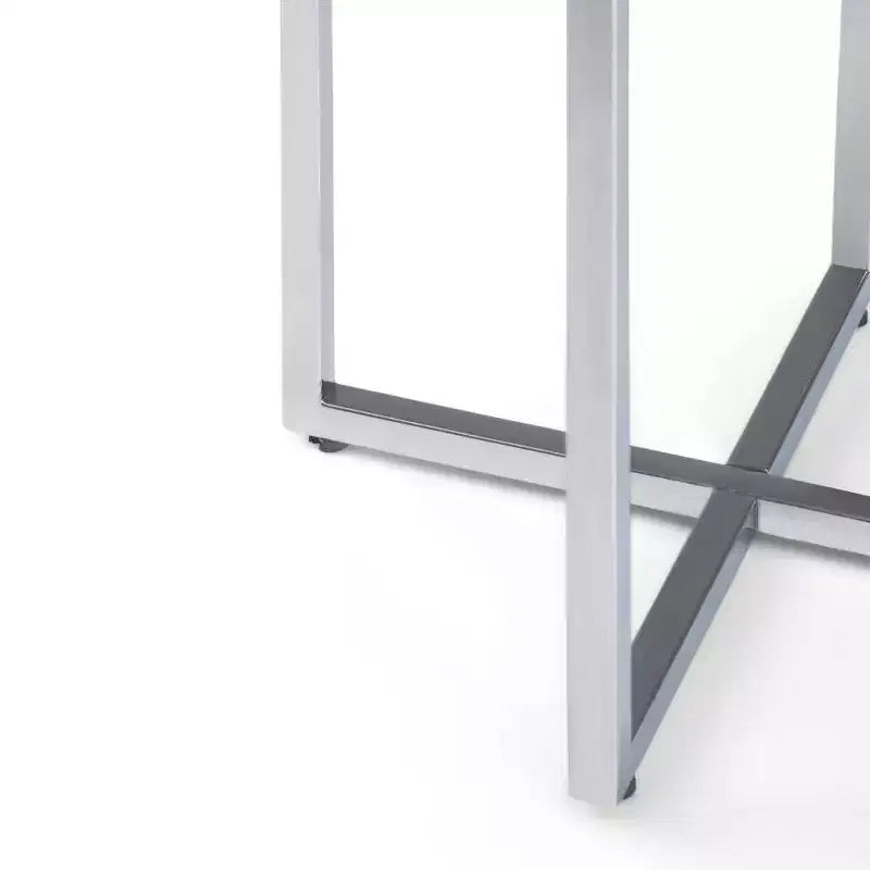 Tavolino d'appoggio Farnell Contemporary in Metallo Largo 45 cm con Base Cromata Bianco/Argento: Piano in Marmo, Tavolino Rotondo