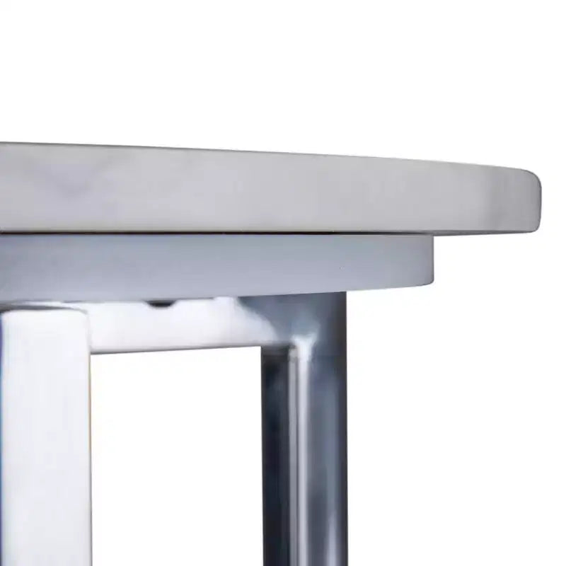 Tavolino d'appoggio Farnell Contemporary in Metallo Largo 45 cm con Base Cromata Bianco/Argento: Piano in Marmo, Tavolino Rotondo