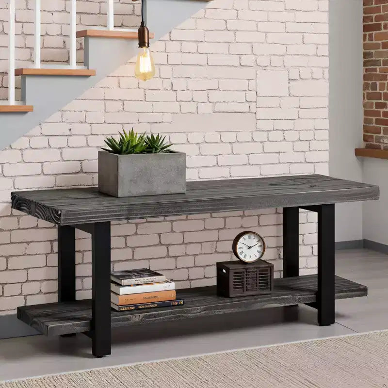Panca in metallo e legno Pomona grigio ardesia