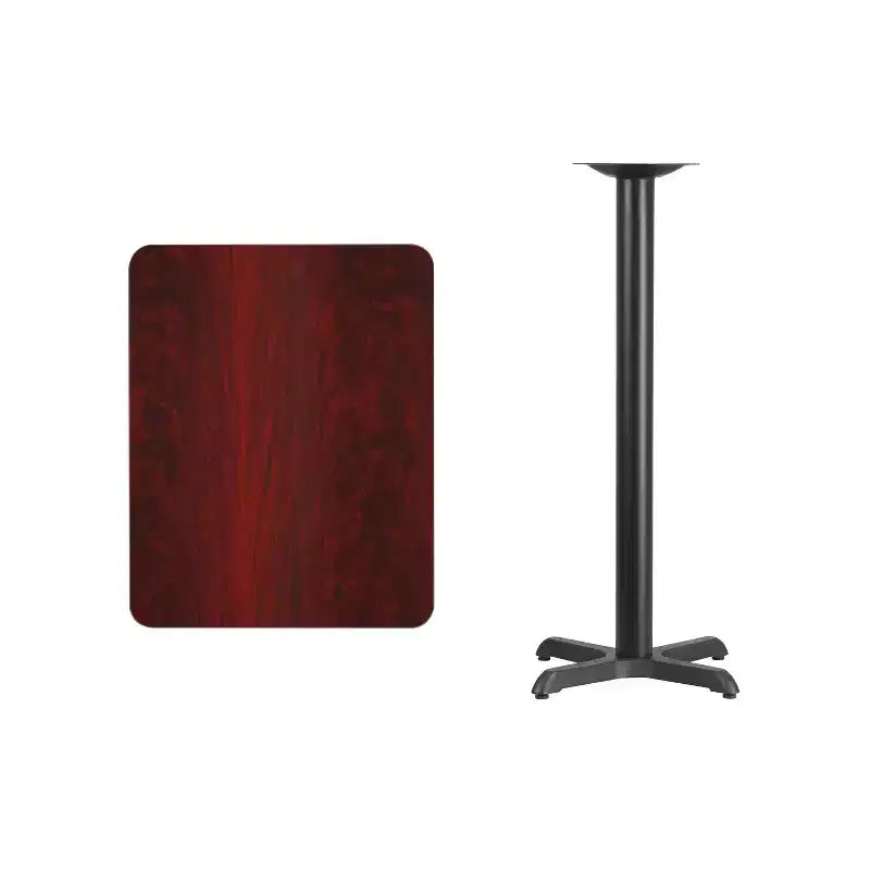 Piano tavolo rettangolare in laminato da 24'' x 30'' con base tavolo altezza bar da 22'' x 22''