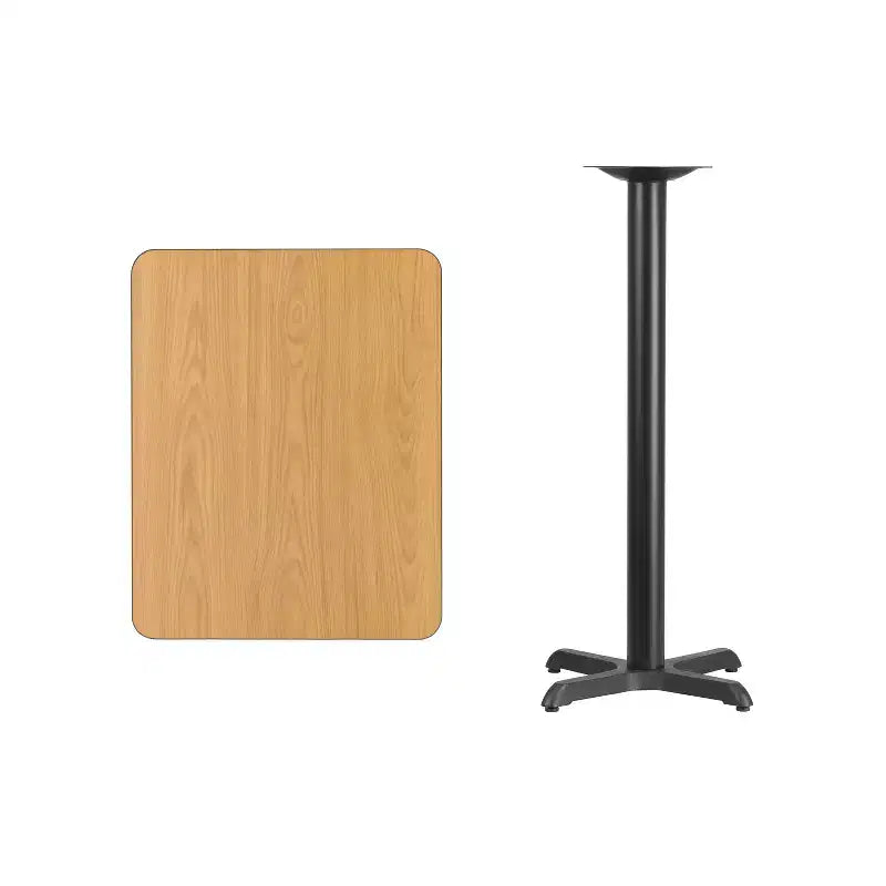 Piano tavolo rettangolare in laminato da 24'' x 30'' con base tavolo altezza bar da 22'' x 22''