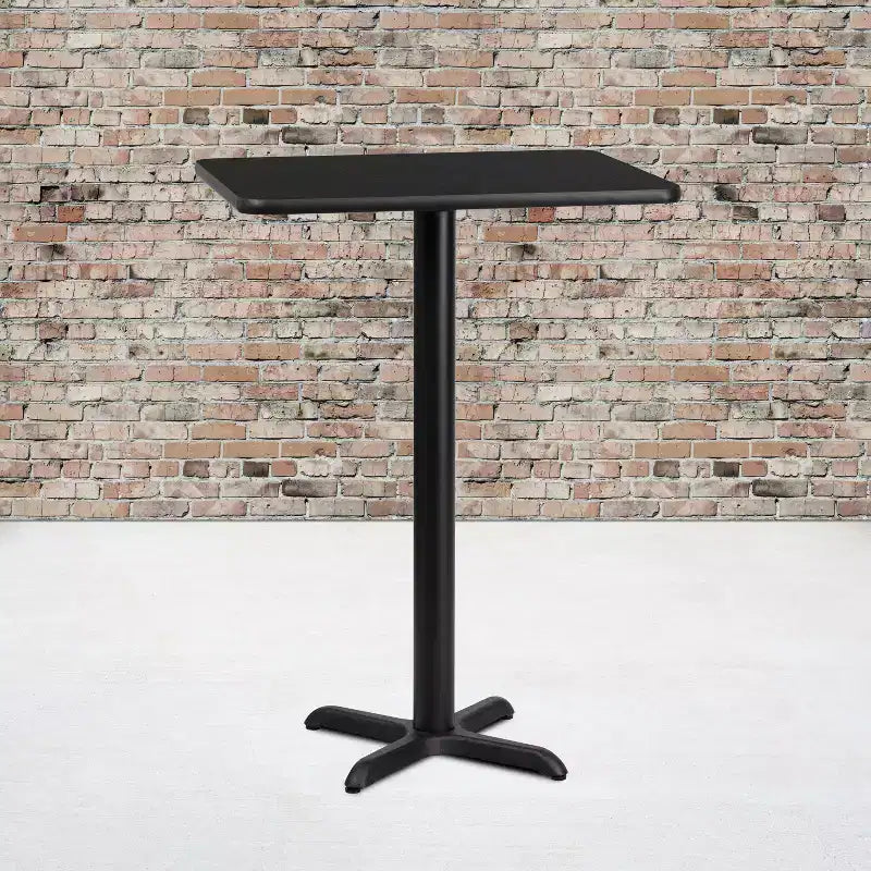 Piano tavolo rettangolare in laminato da 24'' x 30'' con base tavolo altezza bar da 22'' x 22''