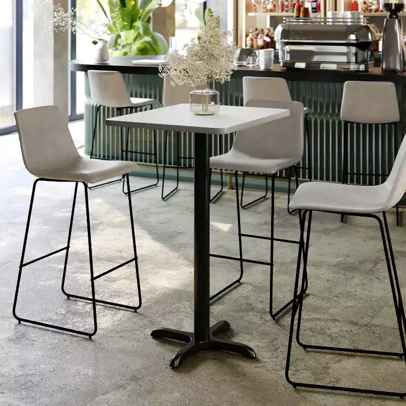 Piano tavolo rettangolare in laminato da 24'' x 30'' con base tavolo altezza bar da 22'' x 22''
