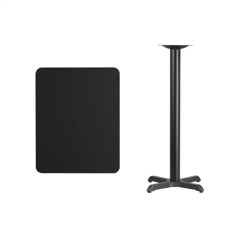 Piano tavolo rettangolare in laminato da 24'' x 30'' con base tavolo altezza bar da 22'' x 22''