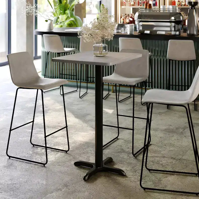 Piano tavolo rettangolare in laminato da 24'' x 30'' con base tavolo altezza bar da 22'' x 22''