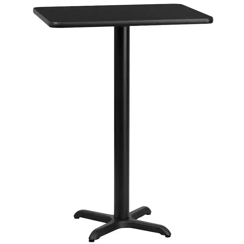 Piano tavolo rettangolare in laminato da 24'' x 30'' con base tavolo altezza bar da 22'' x 22''