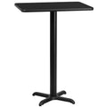 Piano tavolo rettangolare in laminato da 24'' x 30'' con base tavolo altezza bar da 22'' x 22''