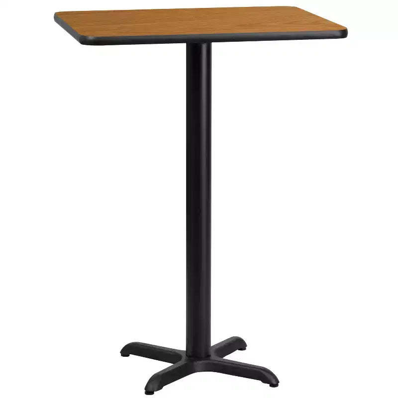 Piano tavolo rettangolare in laminato da 24'' x 30'' con base tavolo altezza bar da 22'' x 22''