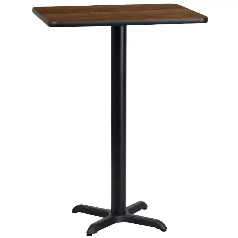 Piano tavolo rettangolare in laminato da 24'' x 30'' con base tavolo altezza bar da 22'' x 22''